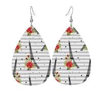 Eiffel Towers rose Earrings for Women, Leather Earrings Teardrop for Women Trendy, Tear Drop Earrings Jewelry