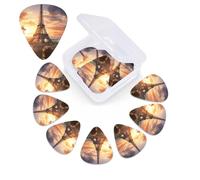 EiffelTower Guitar Picks Set of 12 with Custom Organizer Storage Box, Guitar Accessories, Ukulele for Acoustic Guitar, Bass, Valentine's Day Gift