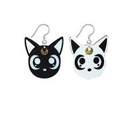 Eiffy Cartoon Anime Sailor Moon White Black Cat Dangle Earrings Asymmetrical Cosplay Drop Earring Acrylic Jewelry for Women