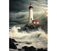 Eiflow 5D Diamond Craft Painting Kits for Adults Full Drill,DIY Paint with Diamond Embroidery Art Craft Mosaic Making for Home Wall Decor,Lighthouse(12x16 Inches)