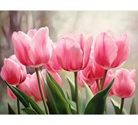 Eiflow 5D Diamond Craft Painting Kits for Adults Pink Tulips,DIY Paint by Diamond Embroidery Kits Full Drill Gem Art Painting(12x16inch)