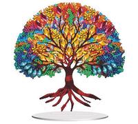 Eiflow Desktop Diamond Art Kit Life Tree, 7.6x7.6inch Stand Up Plant Diamonds Painting Kit for Adults, DIY Gem Craft Tabletop Placement Ornament, Box Package