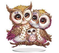 Eiflow Tabletop Diamond Craft Painting Owl Kit, 7.4x7.8inch Stand Up DIY Gem Painting Art Kit for Adults