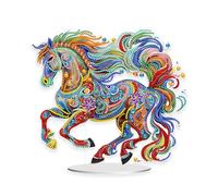 Eiflow Tabletop Special Diamond Craft Painting Kit Animal Cat, 9.4x9.4inch Gem Painting Art Kit for Adults, DIY Diamond Desk Placement Ornament (Horse), DPSTANDCA001