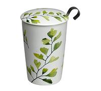 Eigenart TEAEVE Porcelain Tea Cup, Mug with Strainer and Lid, Trees Gingko in Gift Box