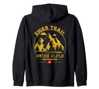 Eiger Trail Swiss Alps Trekking Switzerland Flag Hiking Zip Hoodie