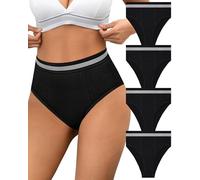 Eiggam Breathable Women Underwear Wicking Underwear Sports Seamless Hipster Briefs Comfortable Cotton Panties for Pack, Black A- 4 Pack, M
