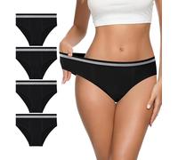 Eiggam Women's Cotton Bikini Panties,High-Cut Full Coverage Stretch Cool Underwear for Women, Black A- 4 Pack, L