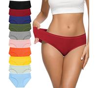 EIGGAM Women's Cotton Bikini Panties, High-Cut Full Coverage Stretch Cool Underwear for Women, Multicoloured a - 10 Pack, S