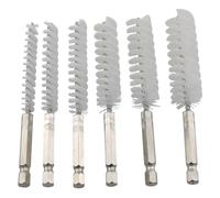 Eighosee 1/4 Inch Hex Rod Drill Wire Brush Set, 6PCS Nylon Deburring Pipe Cleaning Brushes 8-19mm