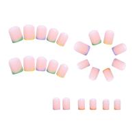 Eighosee 1 Set Through Wearable Nail Wearable on Nails Full Cover Nail Tips French Edge Pink