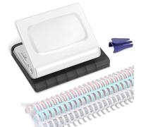 Eighosee 10 Hole Punch Binding Machine for Planners, 10 Multi-Color Binder Rings Included, 30 Holes on A4& 20 A5 White