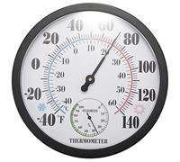 Eighosee 10 inch Indoor Outdoor Weather Thermometer/Hygrometer for Patio, Wall Decorative, No Battery Needed