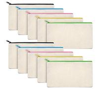 Eighosee 10Pcs Canvas Makeup Bags Canvas Zipper Pouch Bags Pencil Case DIY Craft Bags for Travel DIY Craft School Colorful Zipper