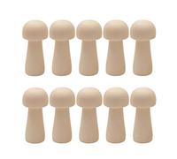 Eighosee 10Pcs Wooden Doll Mushroom Small Sculpture DIY Painting Dolls Ornament Craft Decoration 85MM