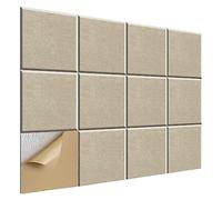 Eighosee 12 Pack Self-Adhesive Acoustic Panels,12x12x0.4In Sound Absorbing Panels, for Recording Studio,Office,Home,Camel