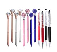 Eighosee 12 PCS Big Crystal Diamond Ballpoint Pen + 2 In 1 Universal Slim Stylus Pen Capacitive Stylus + Rhinestones Pen (6 Mix Colors)
