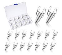 Eighosee 15 Pcs Adjustable Finger Picks Plectrums Stainless Steel Guitar Finger Picks with Storage Box for Ukulele