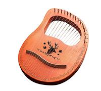Eighosee 16-Note Lyre Harp Mahogany Metal String Bone Saddle Lyre Harp with Tuning Wrench