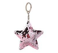 Eighosee 1Pc Women Sequin Star Shape Key Chain Handbag Keyring Jewelry Sequins Bag Accessories For Gift Pink