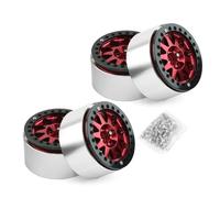 Eighosee 2.2 Inch Beadlock Wheel Rims Heavy Duty Alloy Fit for 1:10 RC Crawler SCX10-4 4Pcs-Set Red Replacement Parts Accessories