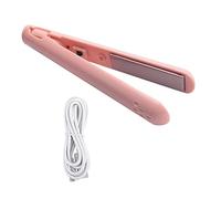 Eighosee 2 in 1 Dual-Purpose Hair Curler, Mini Hair Straightener, Travel Curling Iron,Portable Mini USB Hair Curler Pink