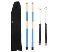 Eighosee 2 Pcs Drum Sticks and Drum Brushes Set Retractable Wire Brushes for Drum Accessories with Bag Black Blue