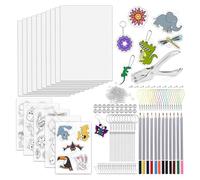 Eighosee 218 Pcs Shrink Plastic Sheets Kit: 15 Plastic Sheets, Keychains, Hole Punch, and Pencils for Crafts. Perfect for Kids