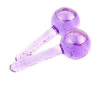 Eighosee 2Pcs Beauty Ice Hockey Face Massage Skin Care Crystal Glass Beauty Ball Ice Wave Stick