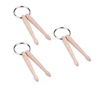 Eighosee 3 Pcs Mini Wood Drumstick Drum Stick Key Ring Gift for Drummer Double Drum Stick