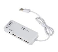 Eighosee 3 Port Usb 2.0 Hub External 7.1Ch Sound Card Headset Microphone Adapter For Pc White
