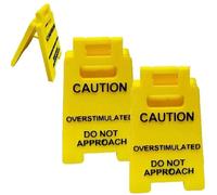 Eighosee 3Pcs Desk Sign Caution Overstimulated Desktop Reminder Decorative Ornaments Interesting Desk Sign Decorations