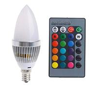 Eighosee 3W Smart E12 RGB LED Colorful Change Color Bulb with 24 Candle Remote Control Button Milky Lampshade