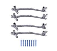 Eighosee 4 Pack Branch Cabinet Knobs Hole Alloy Vintage Tree Drawer Pull Handles for Farmhouse Cabin Kitchen Cupboard Dresser Closet (96mm Silver)