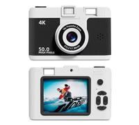 Eighosee 4K Digital Camera Retro Dual Lens Multifunction CCD Instant Thermal Camer for Travel Students Compact Photography Black