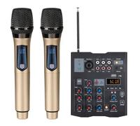 Eighosee 5-Channel Audio Mixer with UHF Wireless Microphone Studio Sound Mixer Bluetooth REC DJ Console Mixing for Karaoke