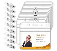 Eighosee 50 Pcs Horizontal Badge Holder with Metal Clips Clear Name Tag Badge Holders with Waterproof