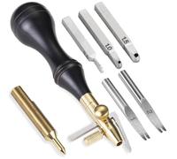 Eighosee 6 in 1 Leather Groover Tool, with Adjustable Stitching Groover, Leather Carving Cutting Tools, Leather Working Tools