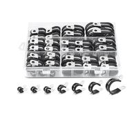 Eighosee 60Pcs Cable Clamps Assortment Kit, 304 Stainless Steel Rubber Cushion Pipe Clamps R-Type Hose Clamp 7 Sizes