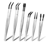 Eighosee 6pcs PVC Coated Tweezers Set Rubber Straight Tip Tweezers for Jewelry Making, Electronics