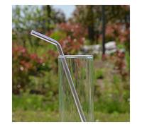 Eighosee 7.08 inch 8mm Reusable Bend Glass Drinking Thick Straws Wedding Transparent
