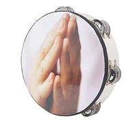 Eighosee 8 inch Musical Tambourine Drum Sheepskin Drumhead Round Percussion Gift for KTV