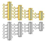 Eighosee 8 Pieces 4 Sizes Clasp Necklace Connector,Necklace Sider Clasps Layered,Multi Strands Tube Clasps for Layered Bracelet Necklace Jewelry Crafts