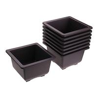 Eighosee 8PCS Packed Flower Pot Balcony Square Bonsai Planter Nursery Pot Plastic Flower Pot Indoor Flower Pot