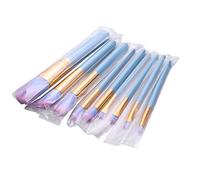 Eighosee 9Pcs Blue Wood Handle Lovely Makeup Brush Set Cute Foundation Blending Powder Brushes Cosmetic Beauty Make Up Tool