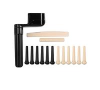 Eighosee Bridge Pin+String Winder Plus Nut Saddle Set for Acoustic Guitar, Black & white, 6 Piece