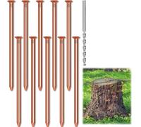 Eighosee Bulk 10pcs Copper Nails 3.15 Inch Pure Long Stump Root Removal Nails with Drill for Killing Trees Stumps Spike