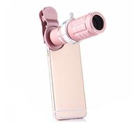 Eighosee Cellphone Camera Lens Zoom Kit 3 in 1, Smart Phone Clip-on Telescope Magnifier Lenses Set with 12x Telephoto + 0.45x Wide + 15x Macro + Universal Clips + Flexible Tripod - Gold