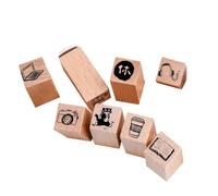 Eighosee Cute Cartoon Mini Pattern Wooden Stamps 9pcs/Set Scrapbooking Calendar Planner Stamp Lovely World Ordinary Life B