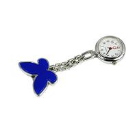 Eighosee Delicate Stainless Steel Quartz Nurse/Doctors Pocket Watch with Blue Butterfly Decoration
